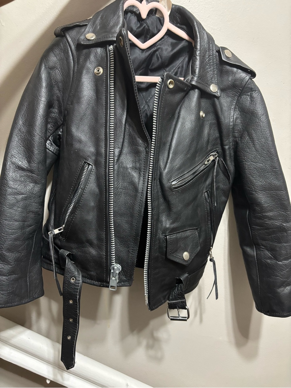 Black Leather Moto Jacket - Kids Classic Biker Style